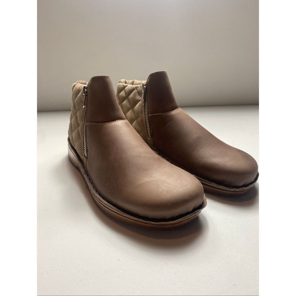 Naot Ankle Boots Brown Leather Quilted Side Zip Comfort US 8 EU 39